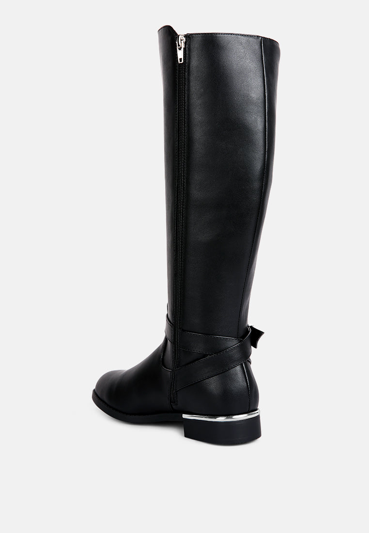 renny buckle strap embellished calf boots by ruw#color_black