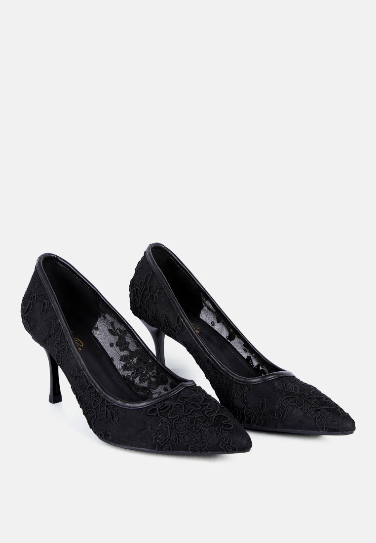 reunion lace mid heel pumps by ruw#color_black