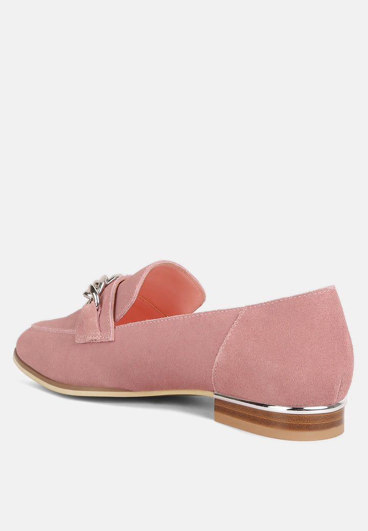 ricka chain embellished loafers by ruw#color_pink