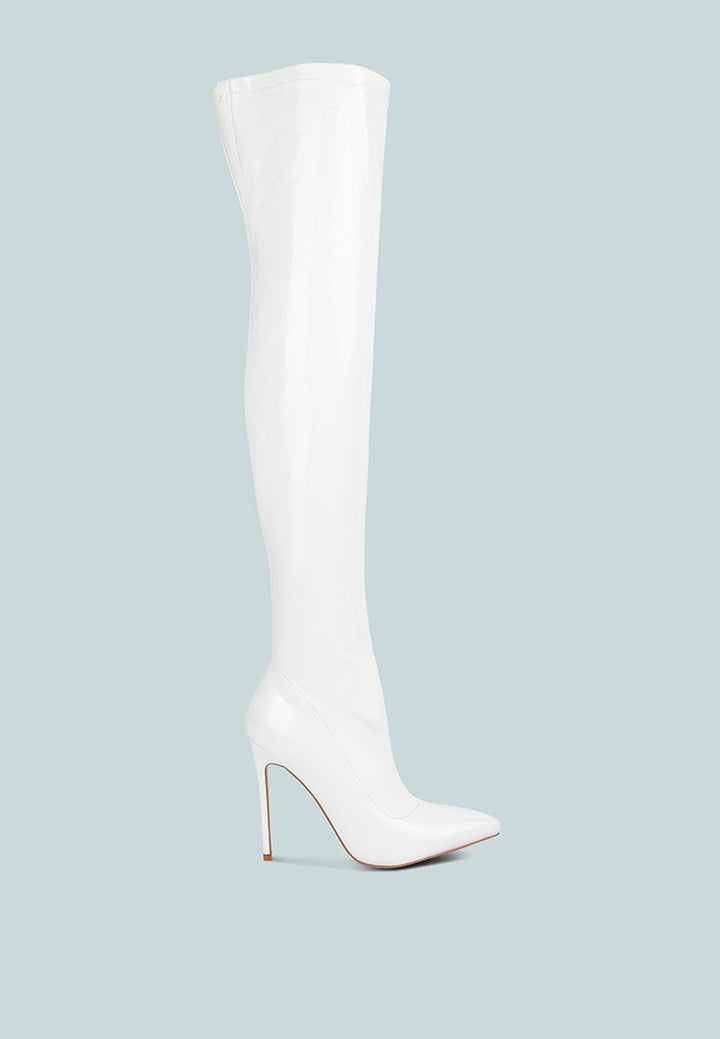 riggle long patent pu high heel boots by ruw#color_white