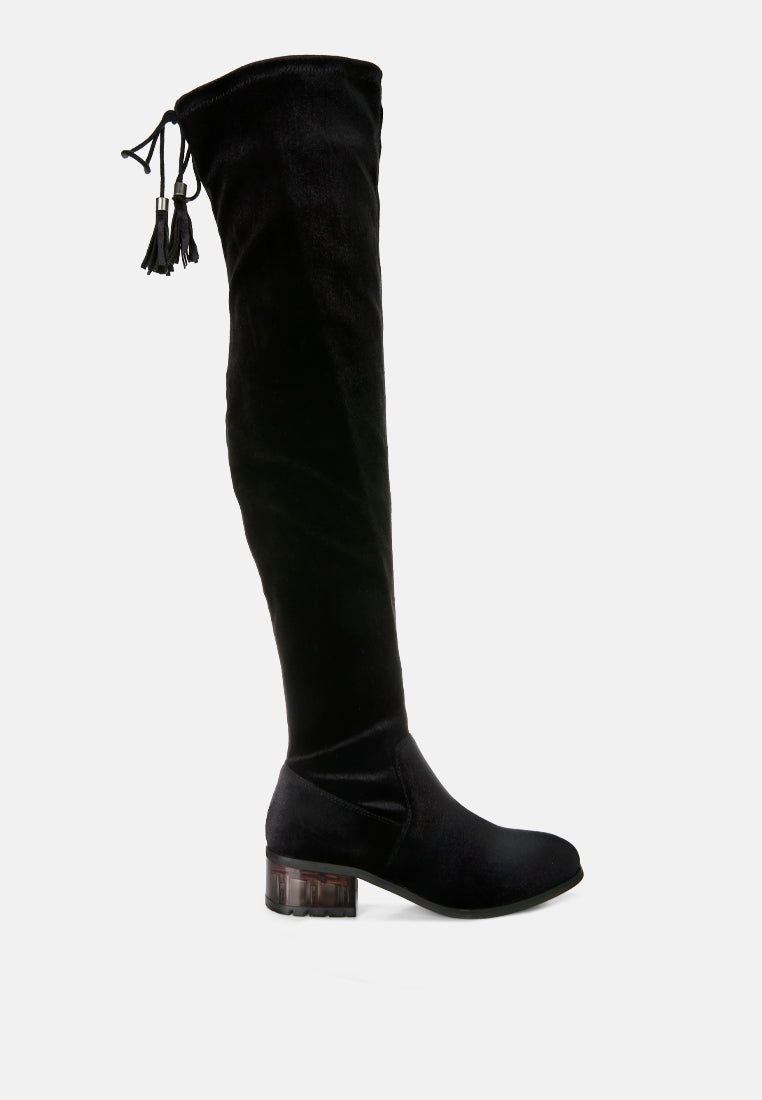 rumple velvet over the knee clear heel boots by ruw#color_black