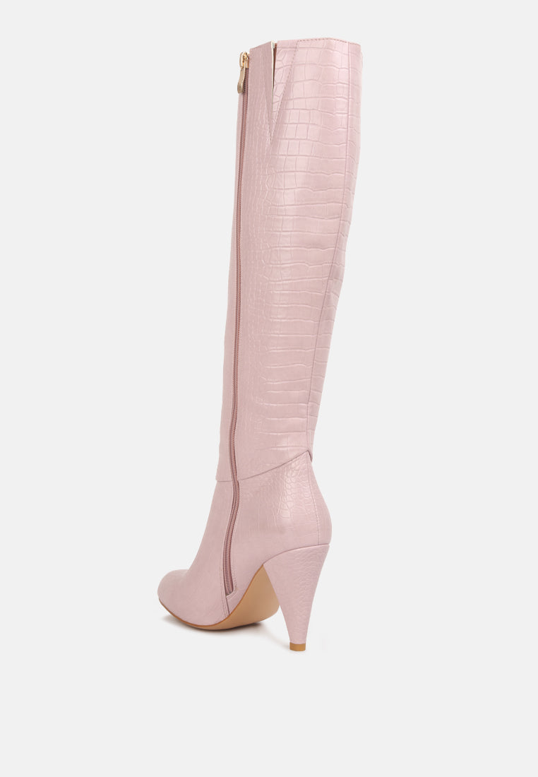 rum rolls calf croc boots by ruw#color_pink