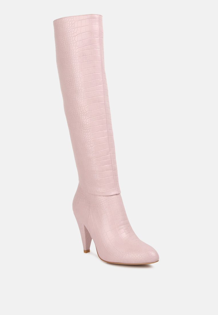 rum rolls calf croc boots by ruw#color_pink