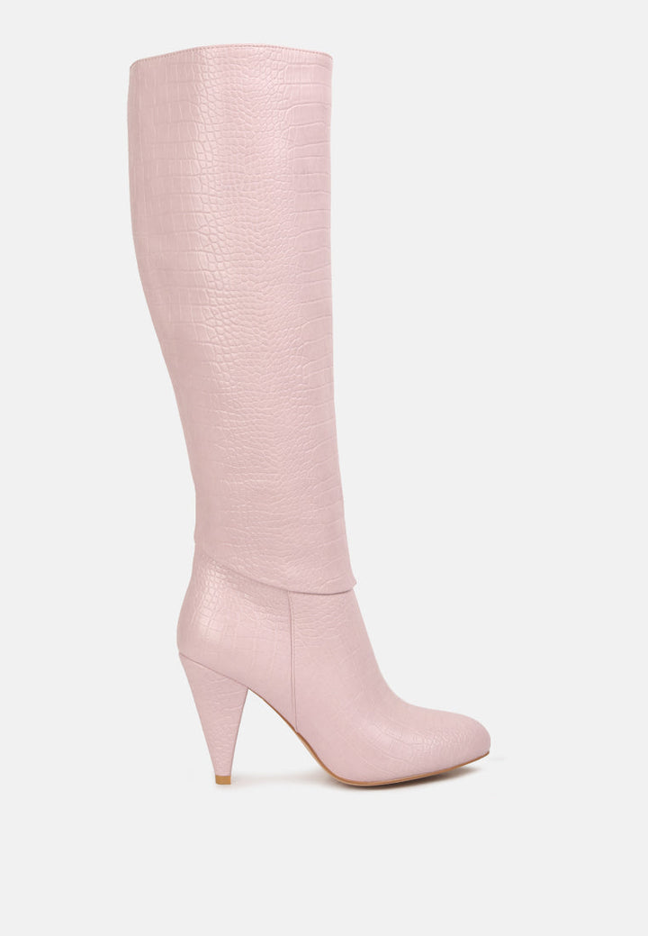 rum rolls calf croc boots by ruw#color_pink