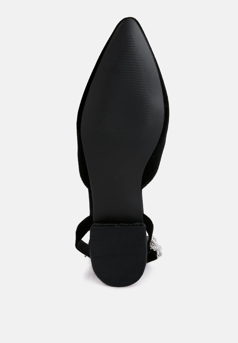 salome black velvet luxe jewelled flat mules by ruw#color_black