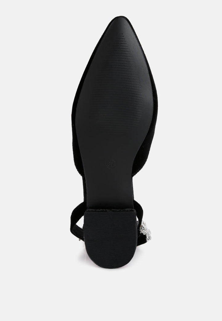 salome black velvet luxe jewelled flat mules by ruw#color_black