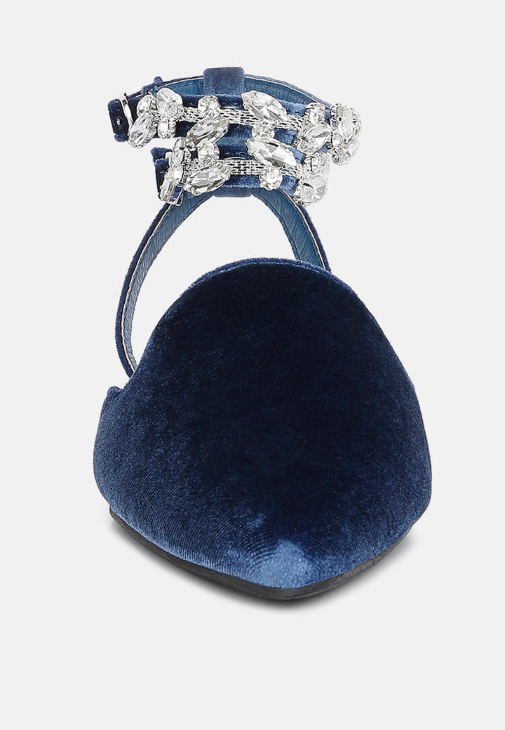 salome black velvet luxe jewelled flat mules by ruw#color_blue