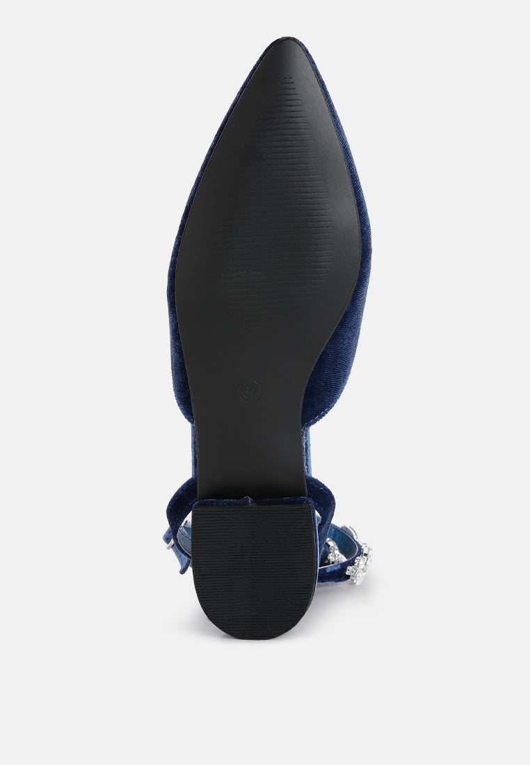 salome black velvet luxe jewelled flat mules by ruw#color_blue