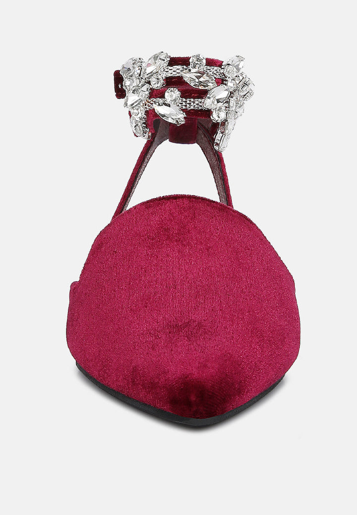 salome black velvet luxe jewelled flat mules by ruw#color_burgundy