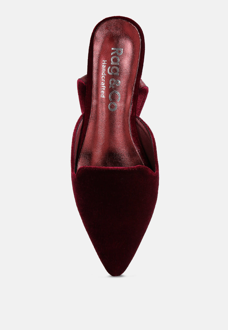 salome black velvet luxe jewelled flat mules by ruw#color_burgundy