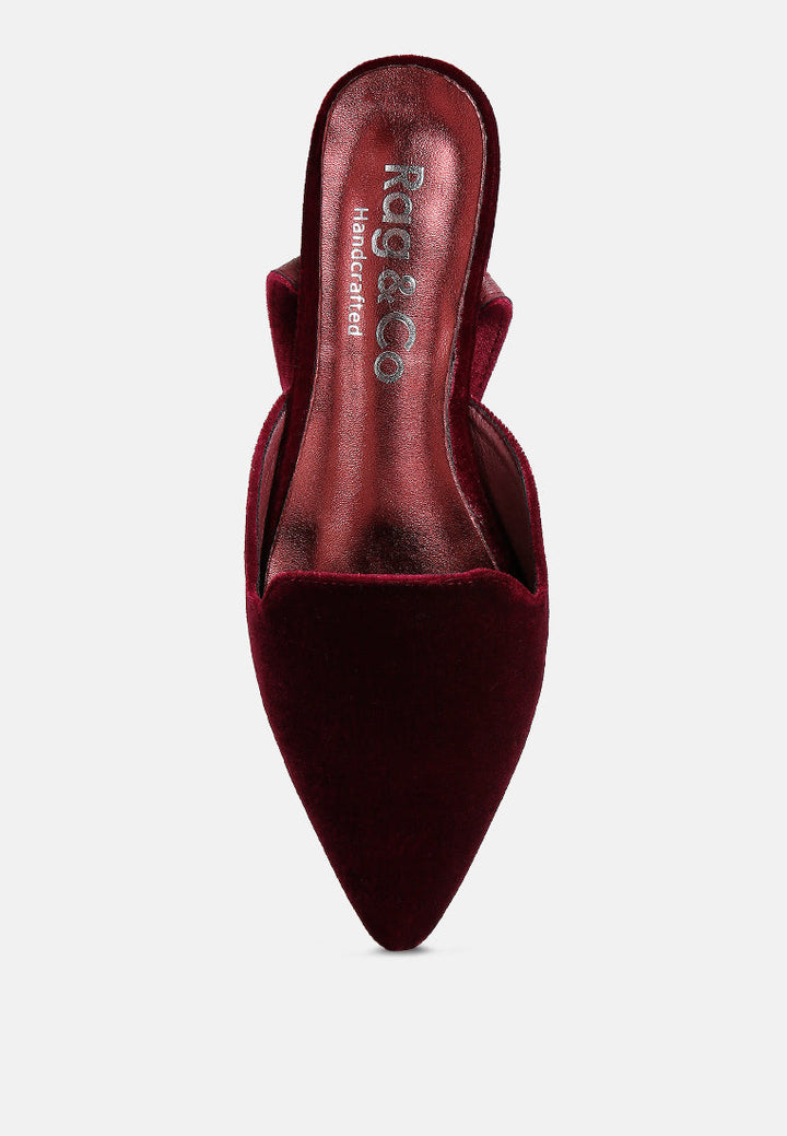 salome black velvet luxe jewelled flat mules by ruw#color_burgundy