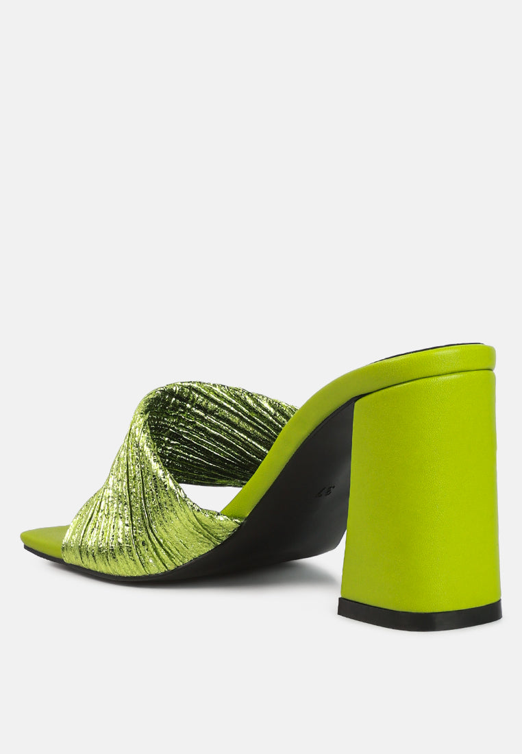 salty you crinkled triangular block heel sandals by ruw#color_green