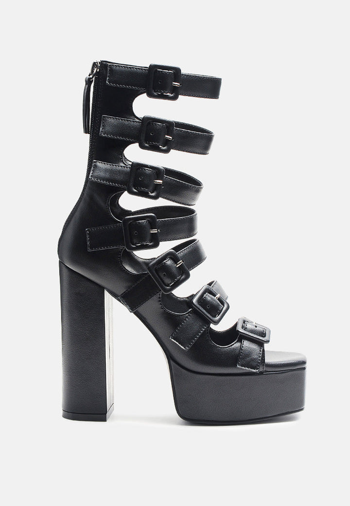 sarouchi caged gladiator platform sandals by ruw#color_black