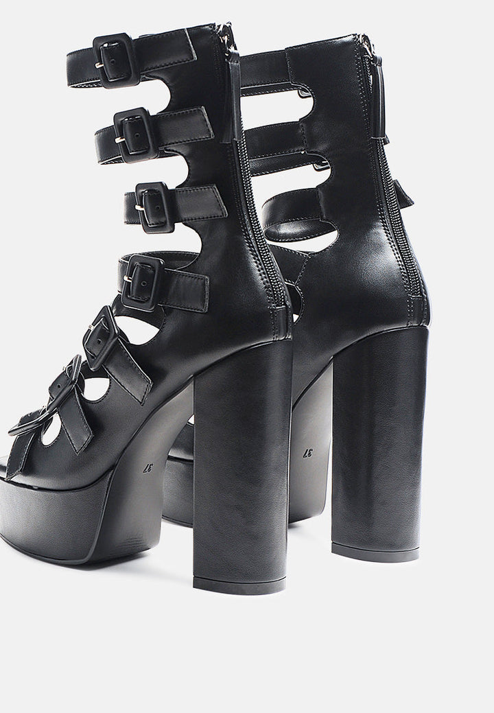 sarouchi caged gladiator platform sandals by ruw#color_black