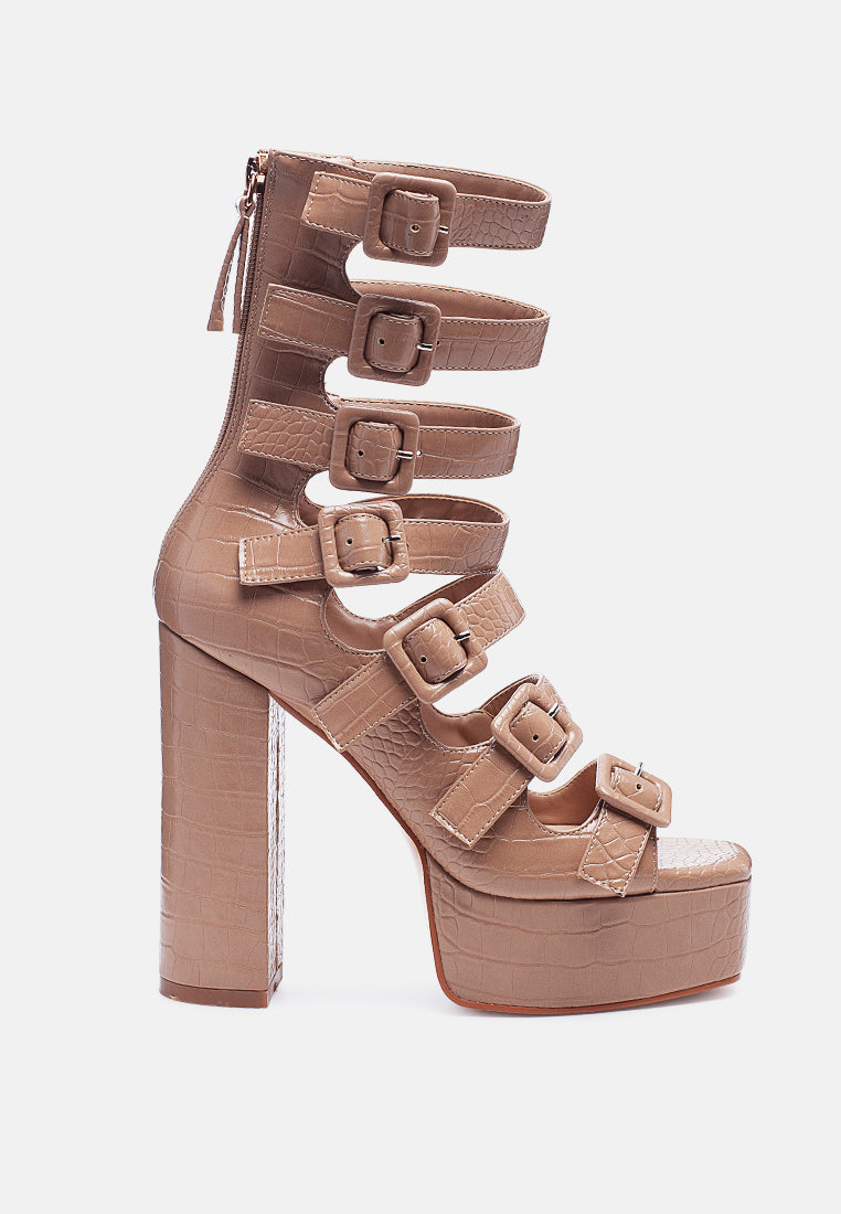 sarouchi caged gladiator platform sandals by ruw#color_nude