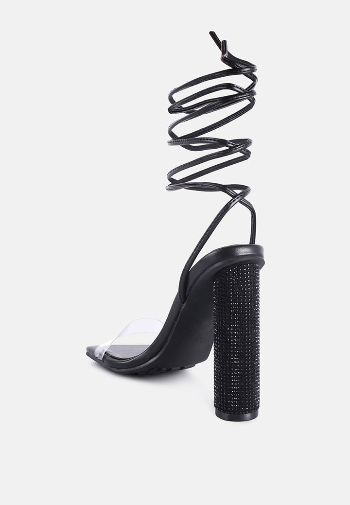 scansta lace up rhinestone embellished heel sandals by ruw#color_black