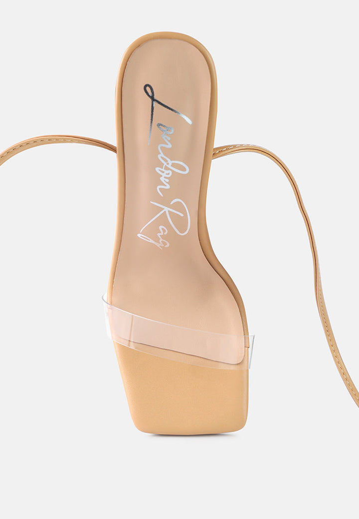 scansta lace up rhinestone embellished heel sandals by ruw#color_latte