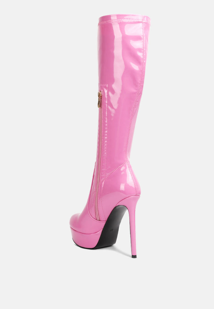 shawtie high heel stretch patent calf boots by ruw#color_pink