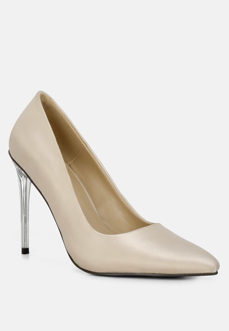 stakes clear high heel satin pump heels by ruw#color_nude