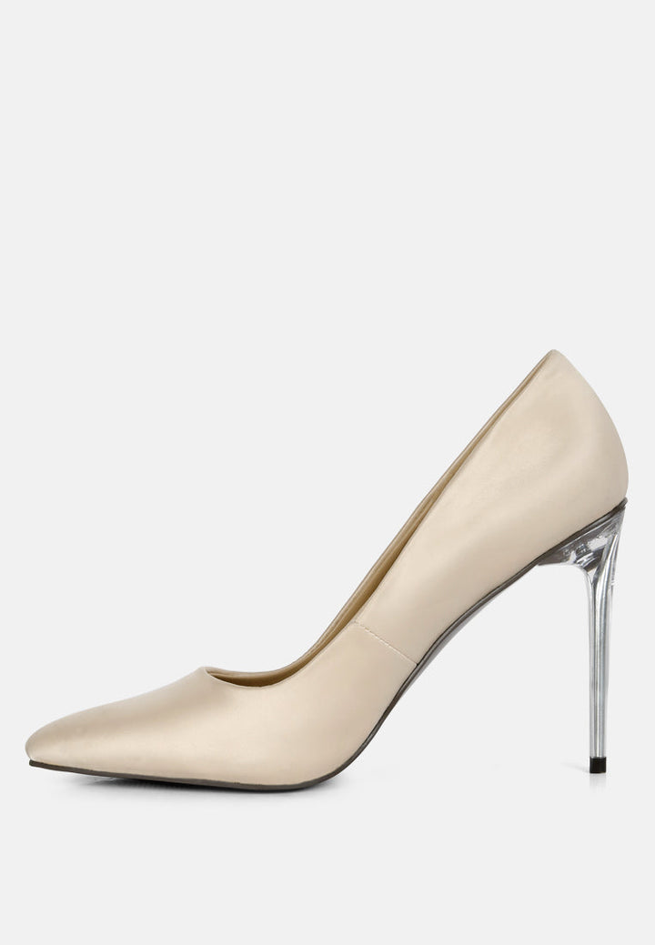 stakes clear high heel satin pump heels by ruw#color_nude