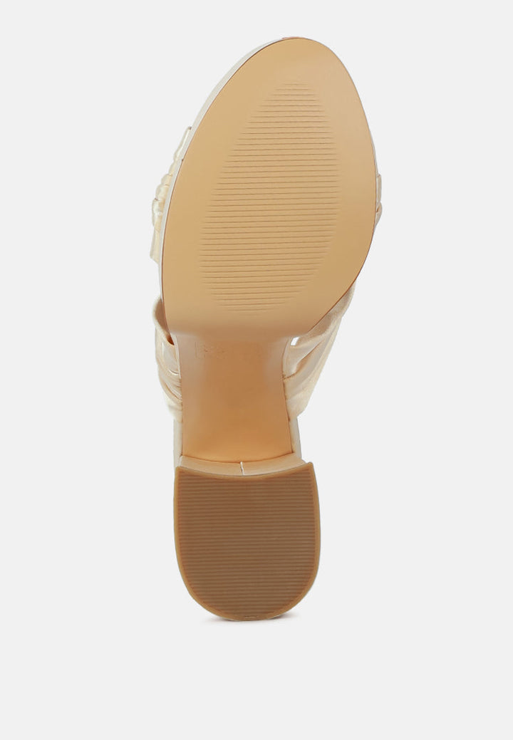 strobing knotted chunky platform heels by ruw#color_latte