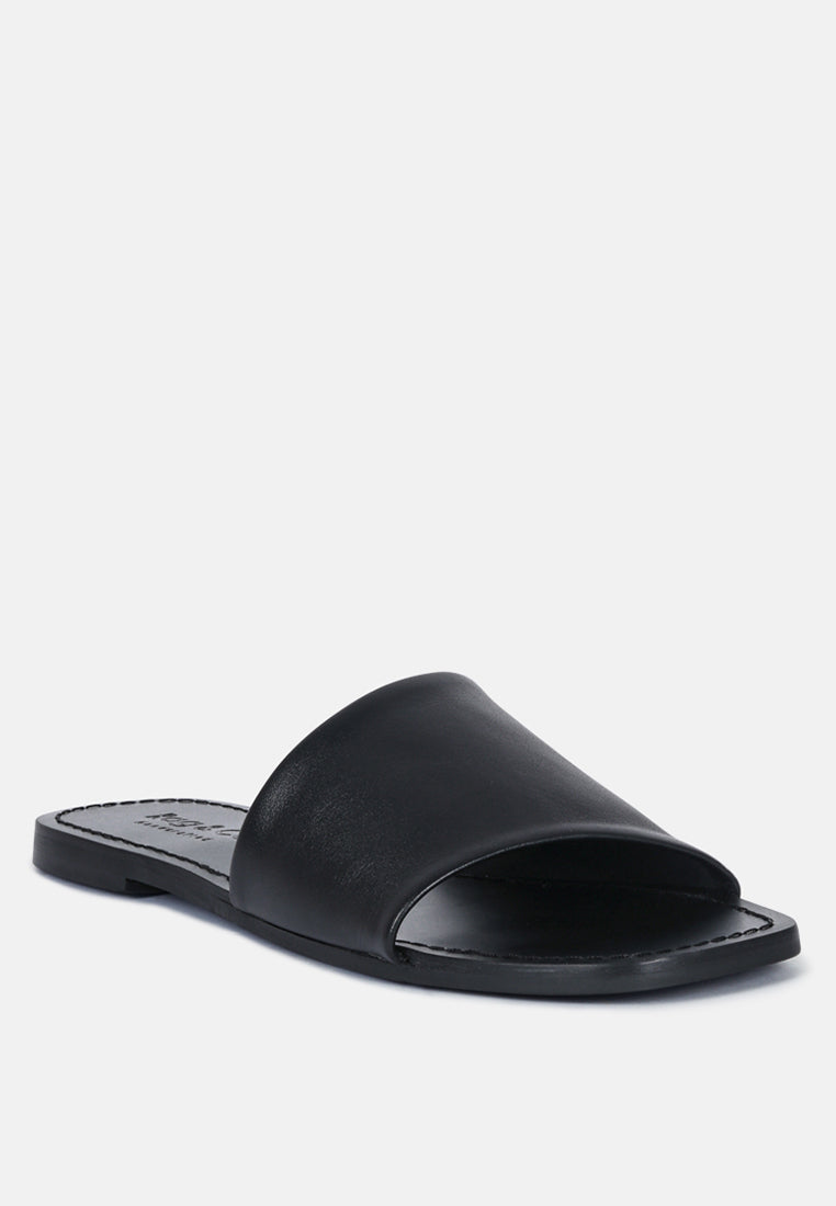 tatami leather classic slide flats by ruw#color_black