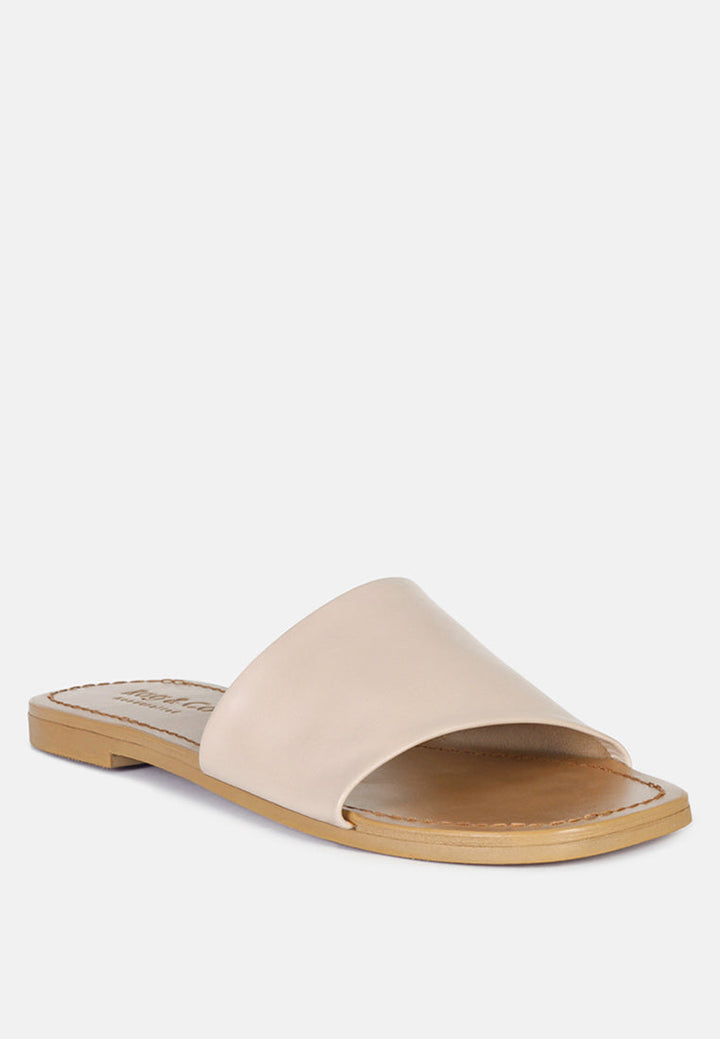 tatami leather classic slide flats by ruw#color_latte