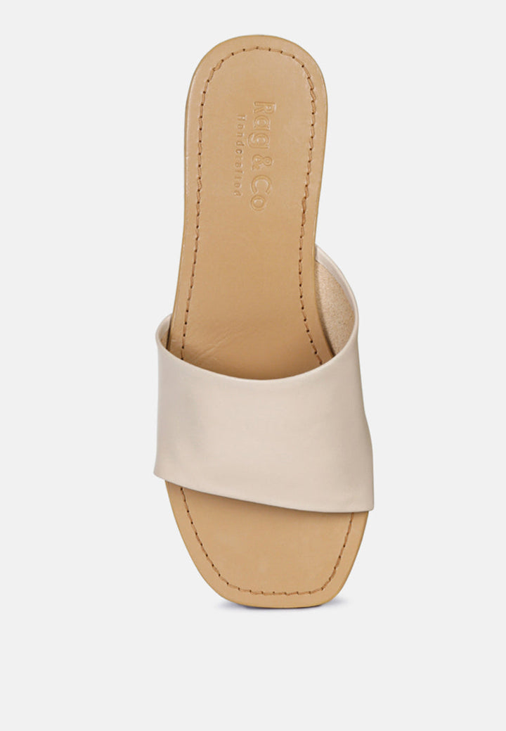 tatami leather classic slide flats by ruw#color_latte
