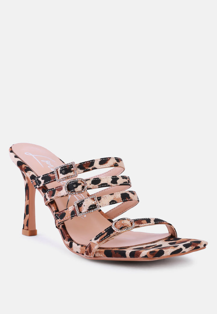 times up diamante buckle mid heel sandals by ruw#color_leopard