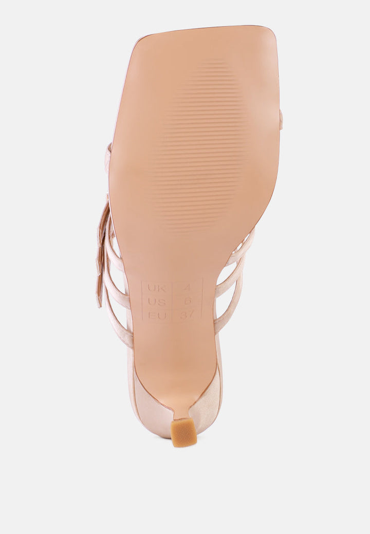 times up diamante buckle mid heel sandals by ruw#color_nude