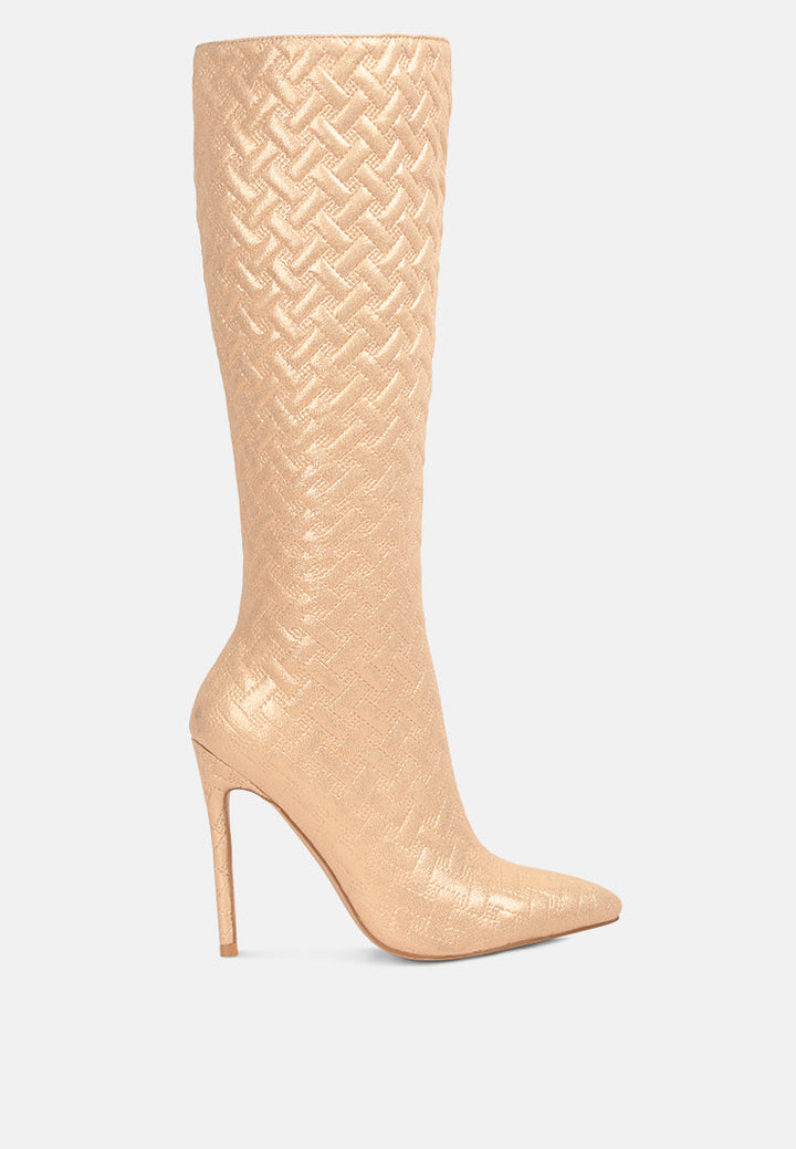 tinkles embossed high heeled calf boots by ruw#color_beige