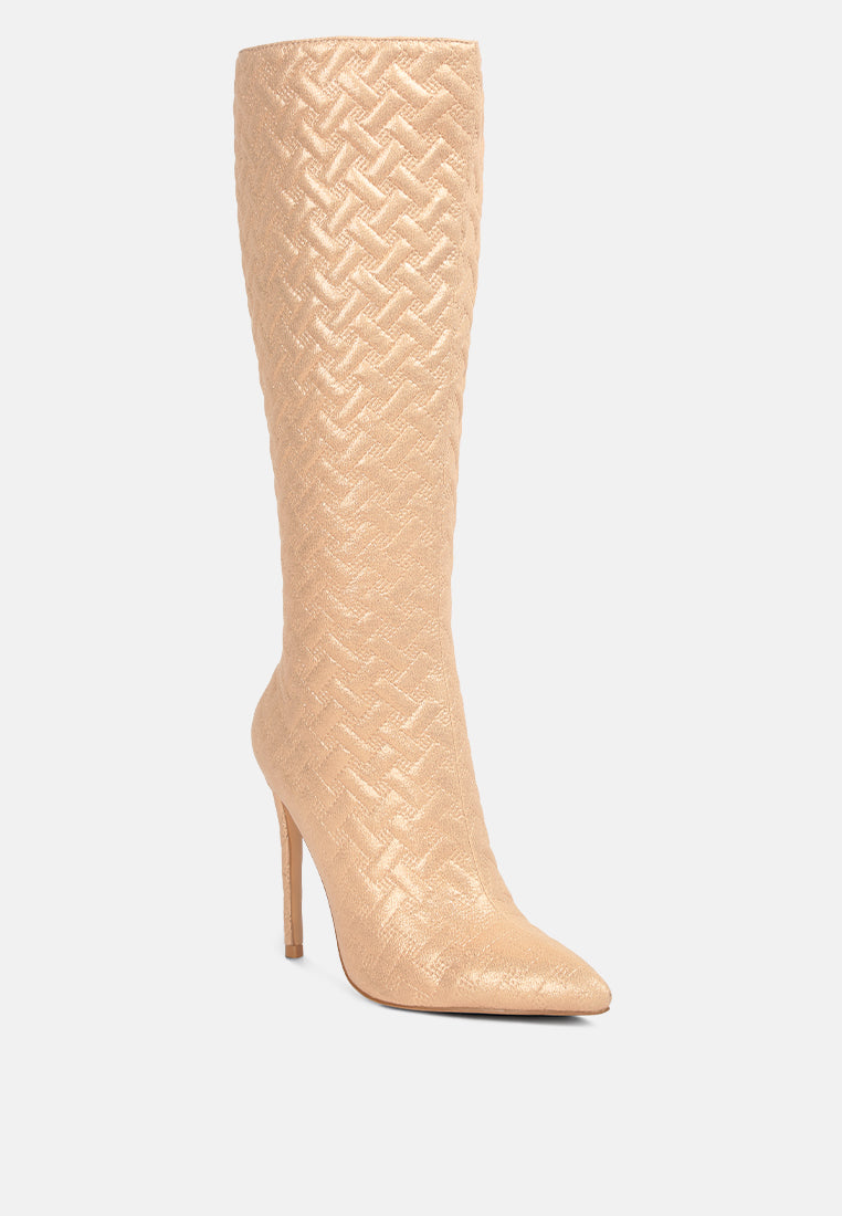 tinkles embossed high heeled calf boots by ruw#color_beige