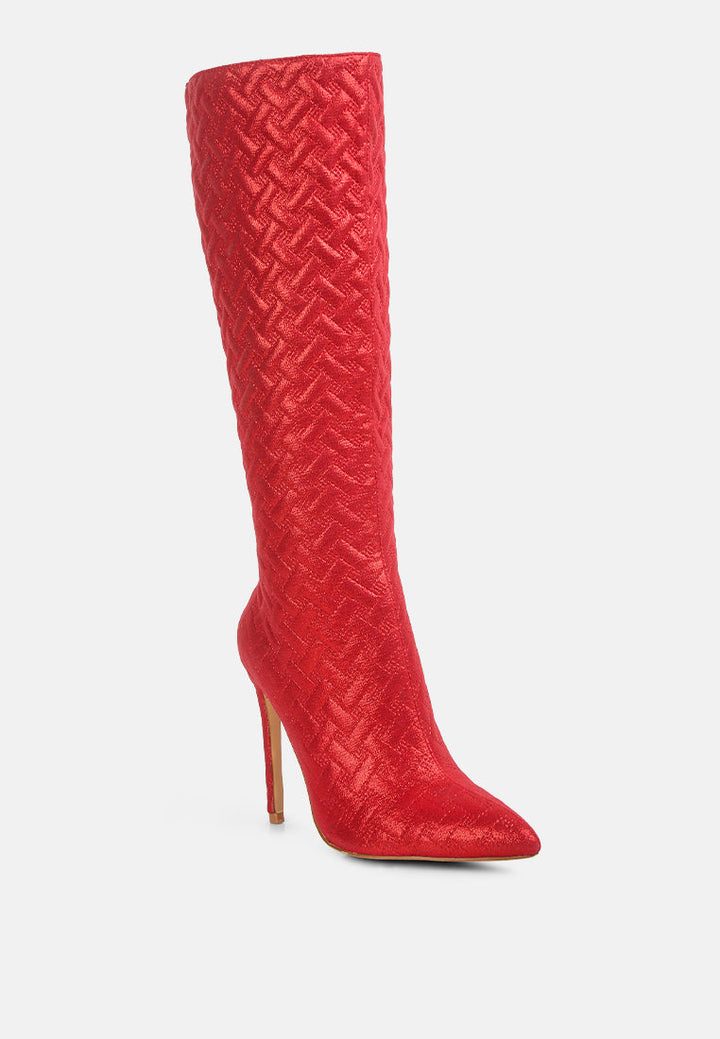 tinkles embossed high heeled calf boots by ruw#color_red