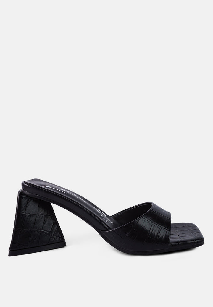 trinity croc pattern triangle heel sandals by ruw#color_black