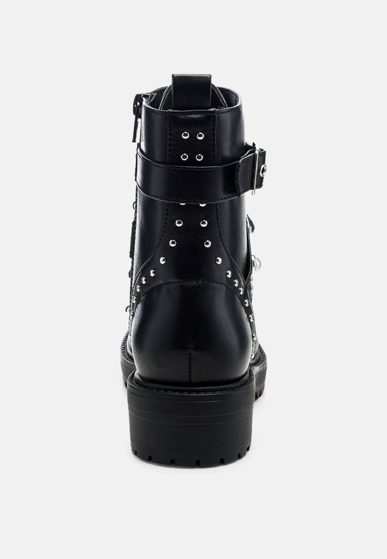 tucker studded strped lace-up biker boots by ruw#color_black