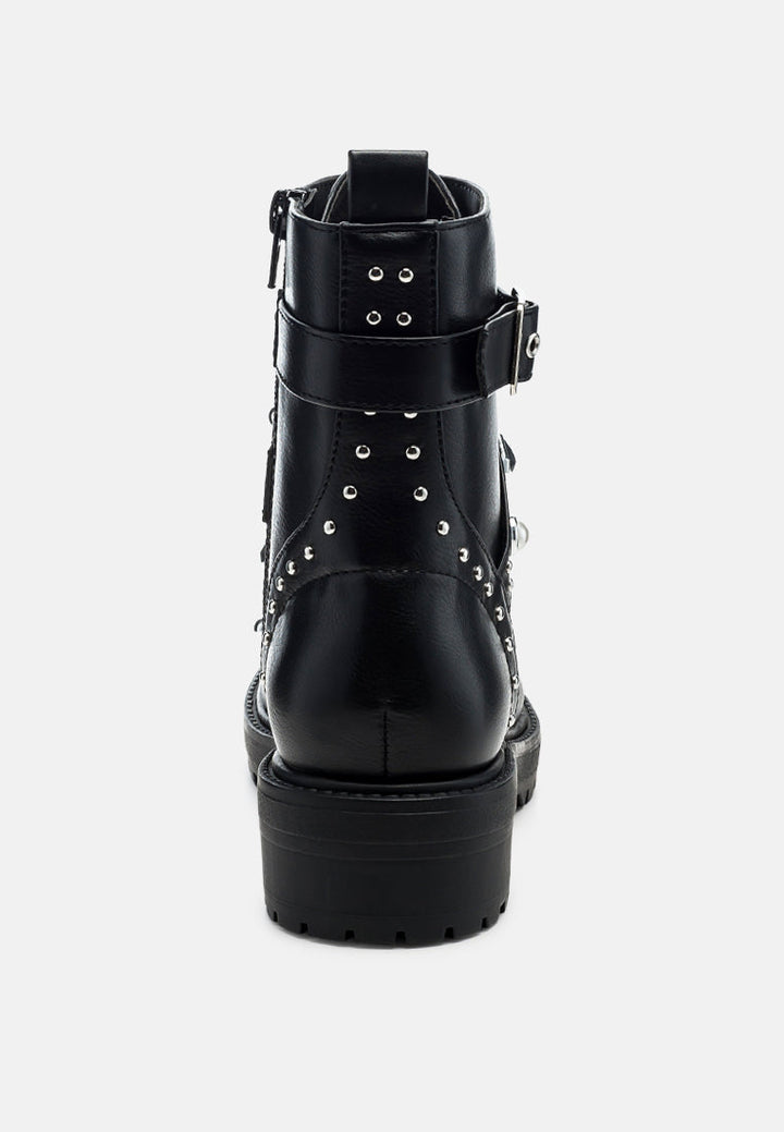 tucker studded strped lace-up biker boots by ruw#color_black