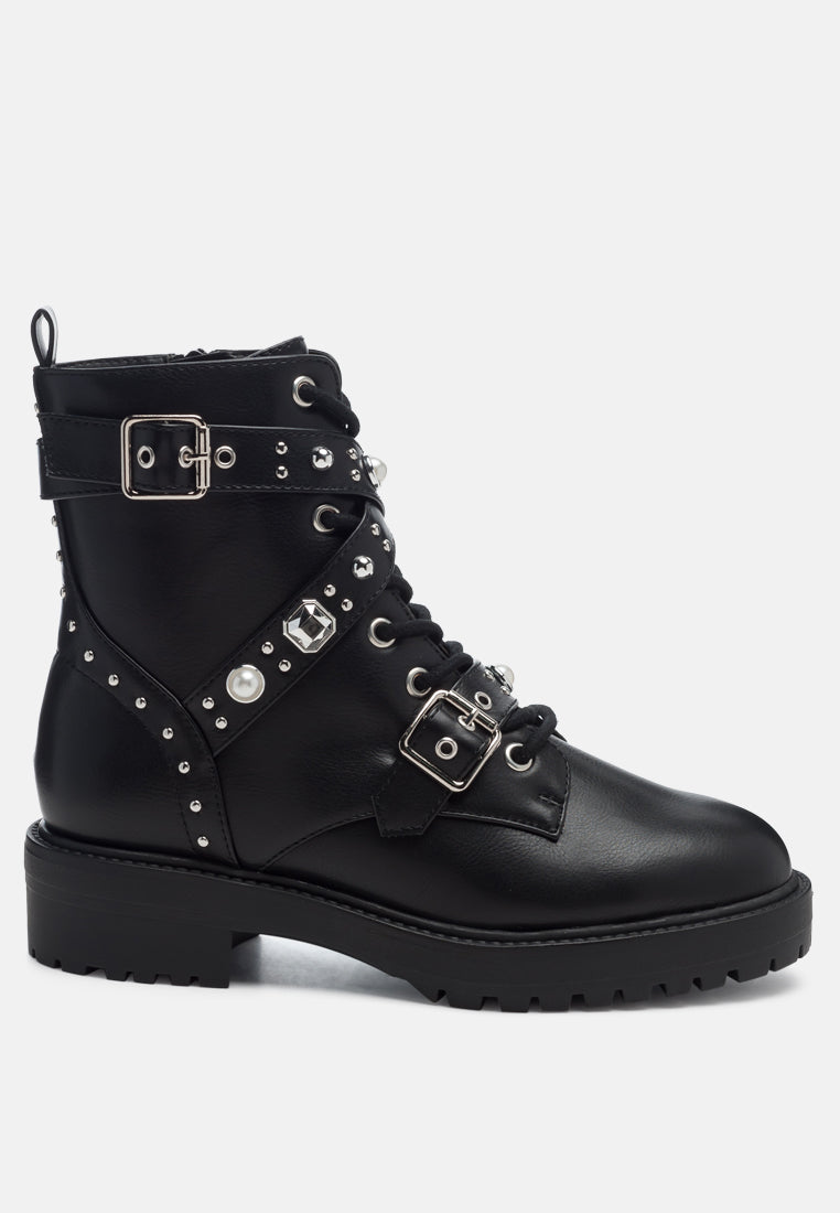 tucker studded strped lace-up biker boots by ruw#color_black