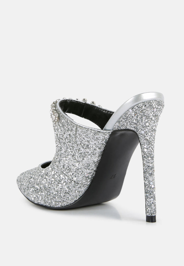 twinklet glitter diamante embellished stilettos by ruw#color_silver