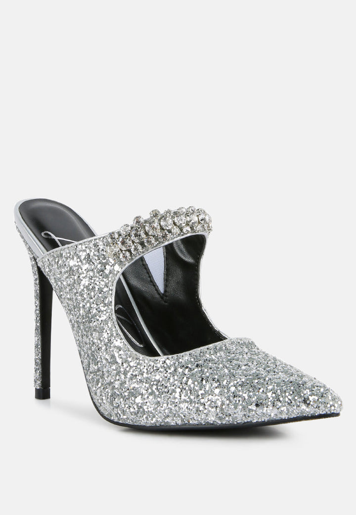 twinklet glitter diamante embellished stilettos by ruw#color_silver