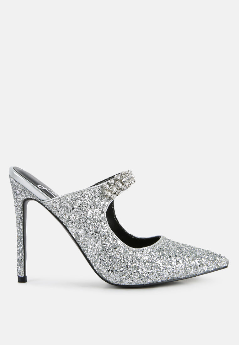 twinklet glitter diamante embellished stilettos by ruw#color_silver