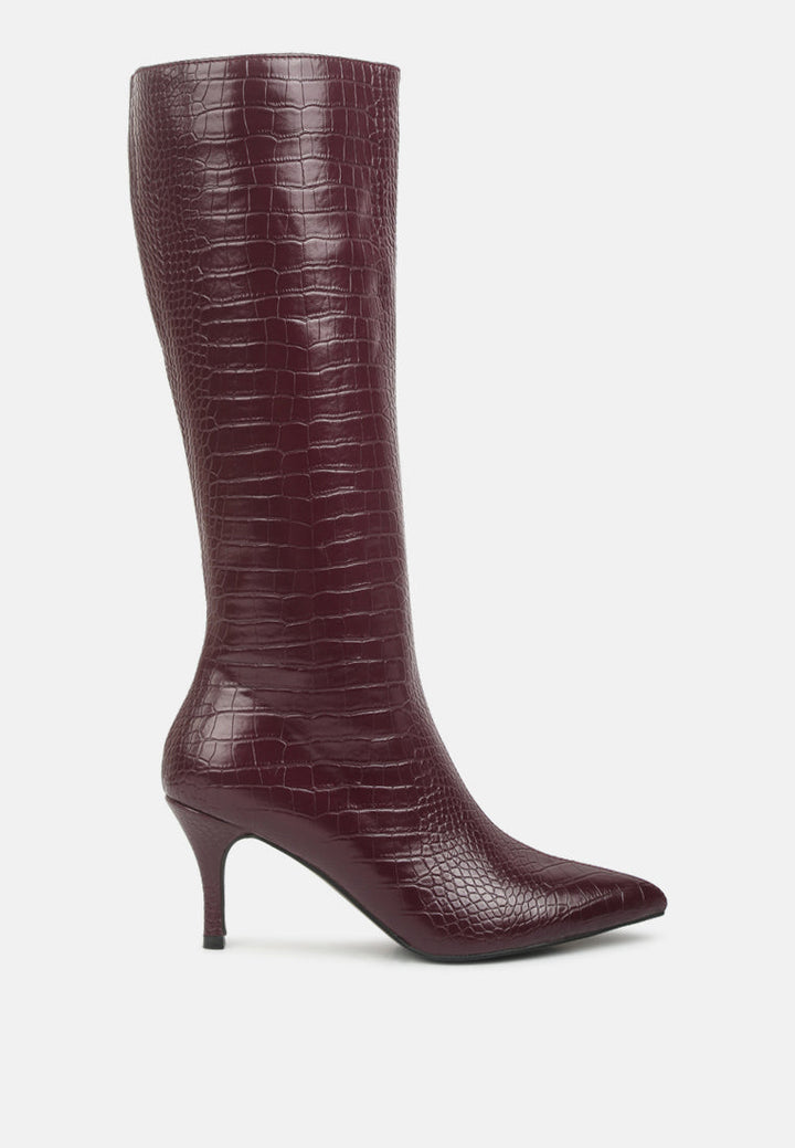 uptown pointed mid heel calf boots by ruw#color_burgundy
