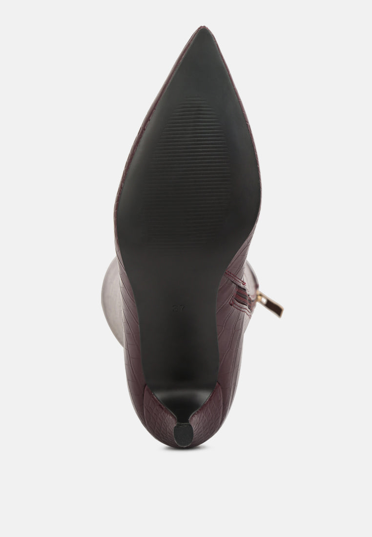 uptown pointed mid heel calf boots by ruw#color_burgundy