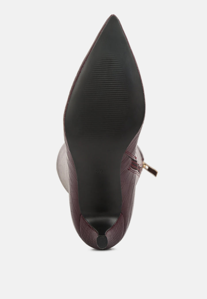 uptown pointed mid heel calf boots by ruw#color_burgundy