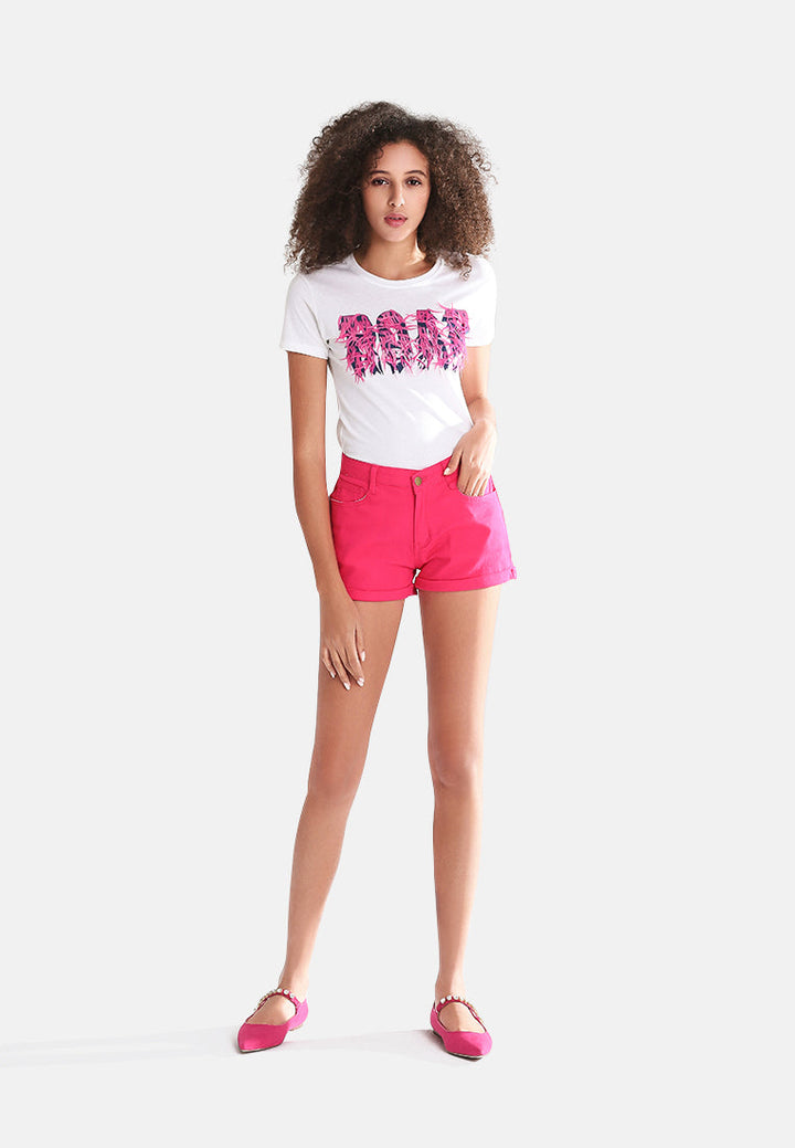 upturned hem shorts by ruw#color_fuchsia