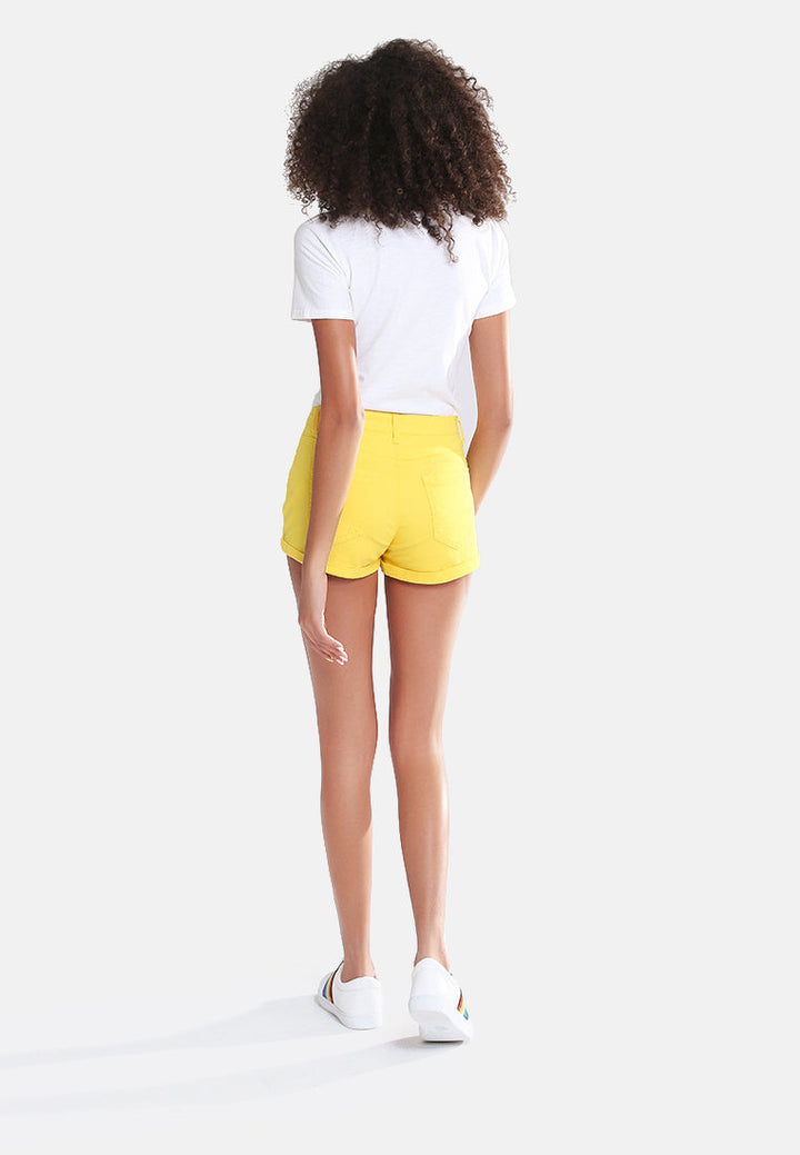 upturned hem shorts by ruw#color_mustard