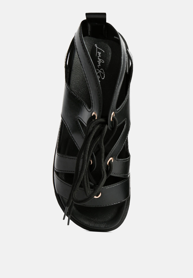 voopret tie-up flat sandals by ruw#color_black