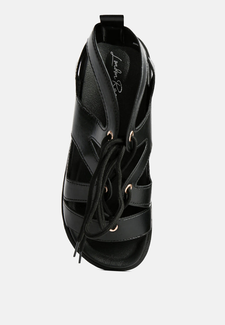 voopret tie-up flat sandals by ruw#color_black