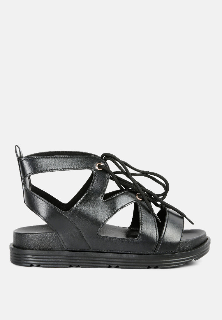 voopret tie-up flat sandals by ruw#color_black