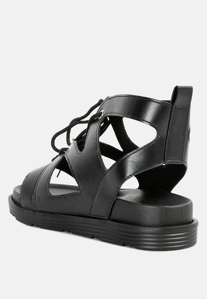 voopret tie-up flat sandals by ruw#color_black
