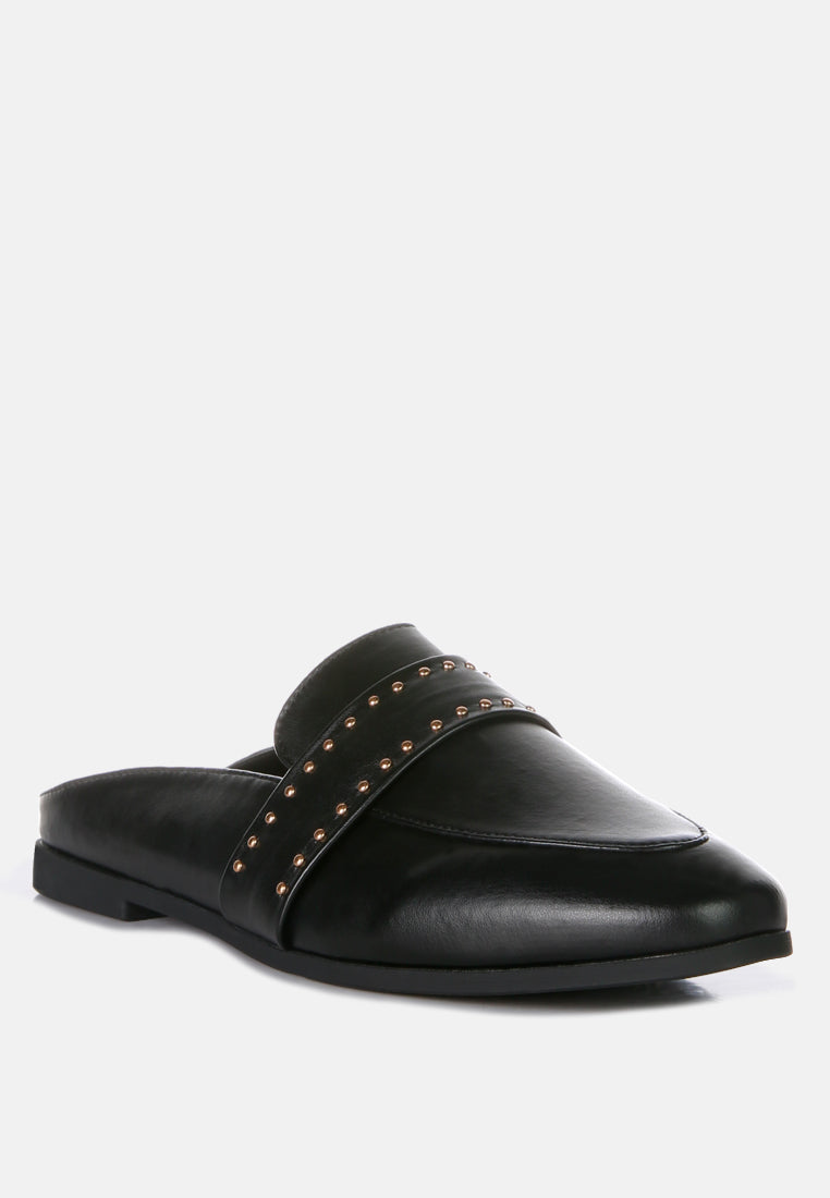 walkout faux leather studded detail mules by ruw#color_black